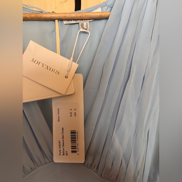 Amina Plunge Balloon Sleeve Maxi Dress - Sky - Picture 6 of 9